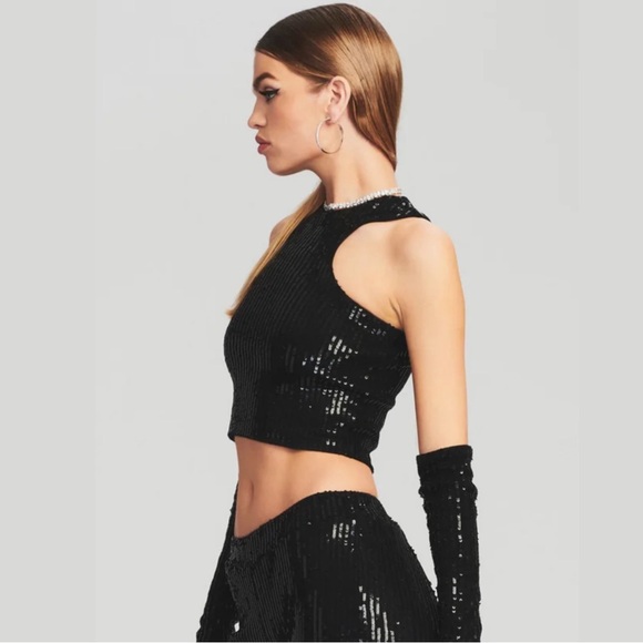 NWOT RETROFETE Audra Sequin Knit Racerback Top - Picture 5 of 11